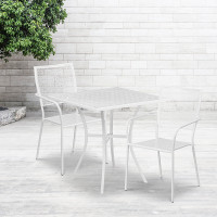 Flash Furniture CO-28SQ-02CHR2-WH-GG 28" Square Table Set with 2 Square Back Chairs in White